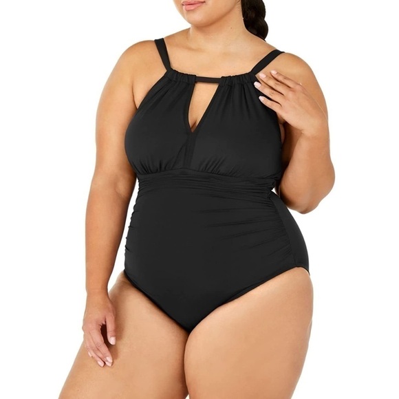 Lauren Ralph Lauren Other - Lauren RALPH LAUREN Slimming Fit High-Neck Keyhole One-Piece Swimsuit Black 20W